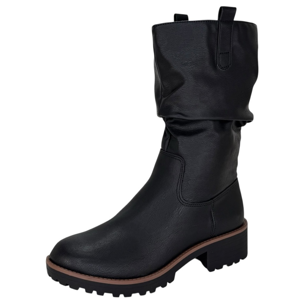 Sun + Stone Nelliee Black Faux Leather Mid-Calf Womens Boots Size 10M - Picture 2 of 11